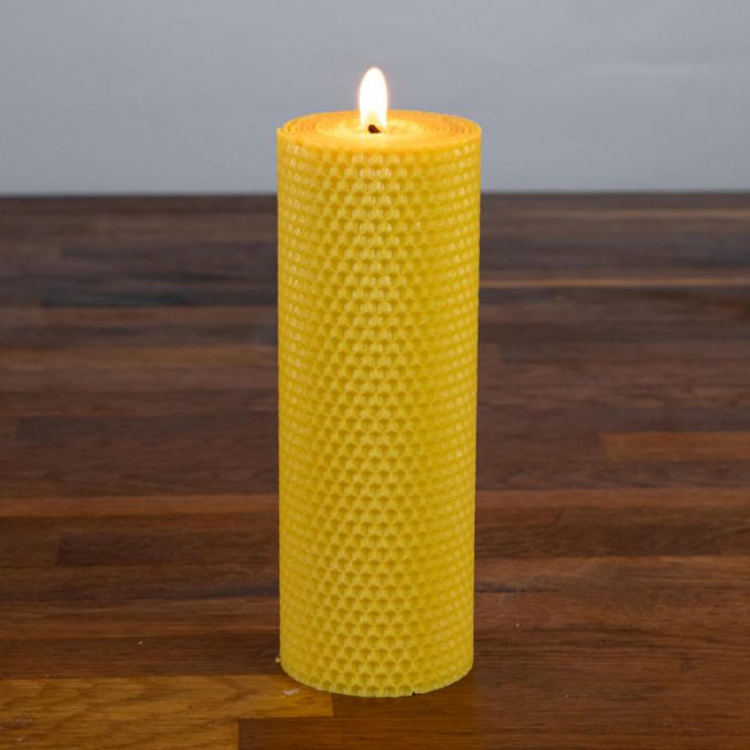 Large beeswax pillar candle