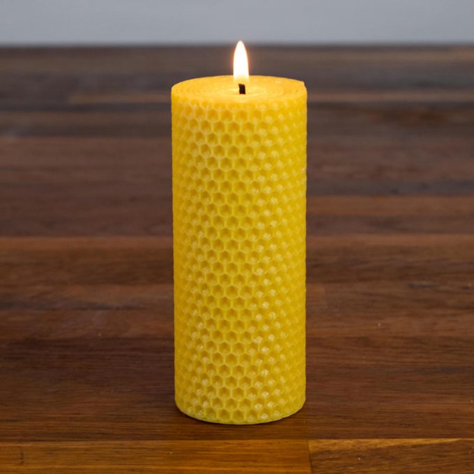 Medium beeswax pillar candle