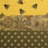 Irish Beeswax Wraps - Small Kitchen Pack - Yellow Bees, green flowers & green dots